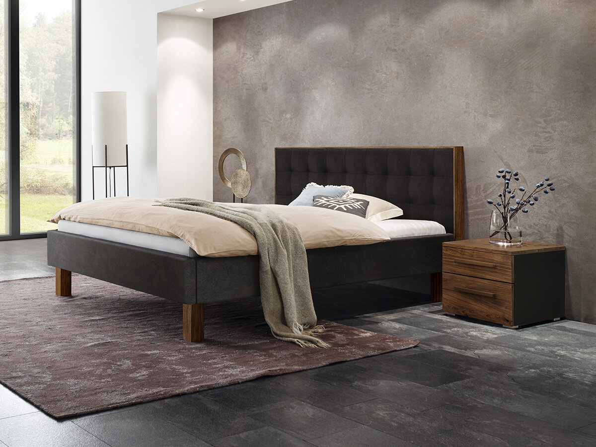 Hasena Pronto Polsterbett Noah Nussbaum geölt (85) Kunstleder Buffalo Shale (720) 180 x 200 cm 20 cm von Hasena Pronto