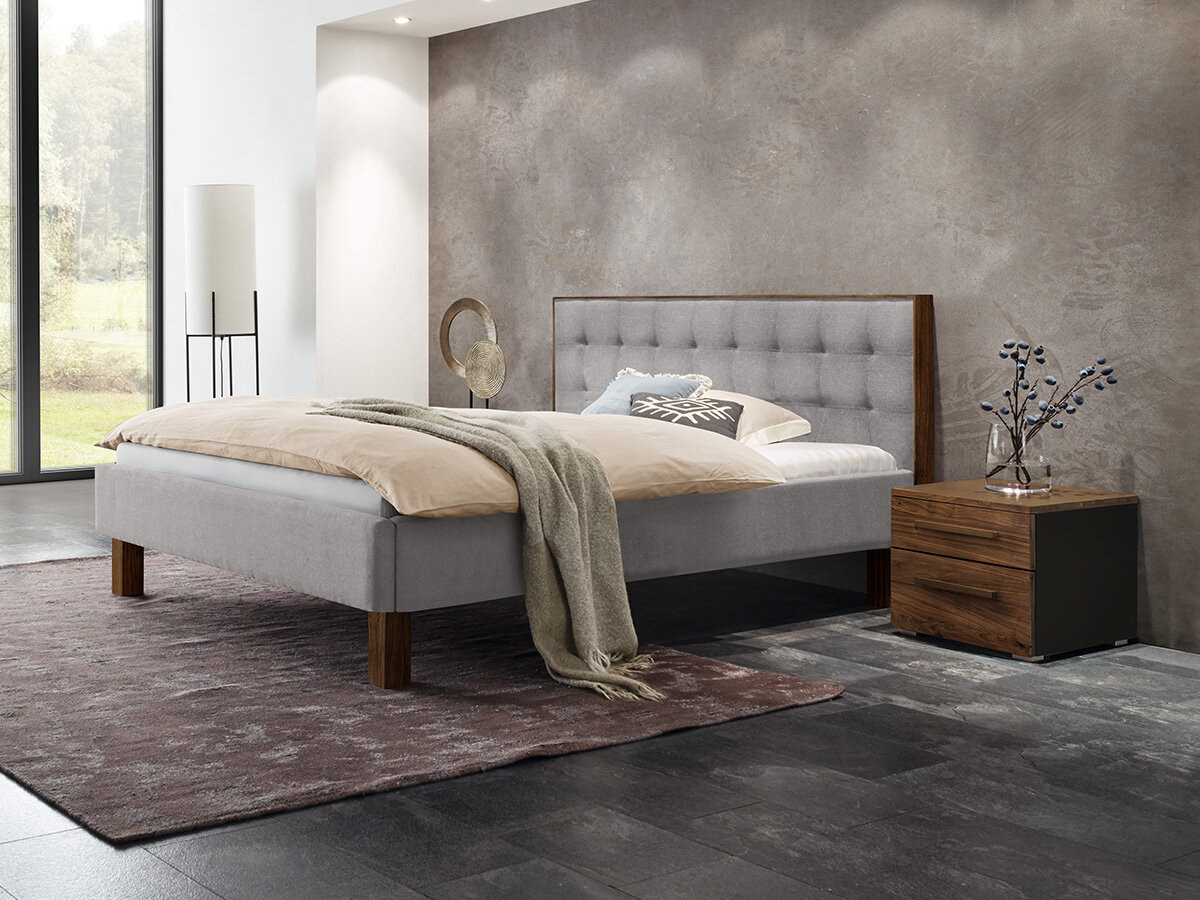 Hasena Pronto Polsterbett Noah Nussbaum geölt (85) Stoff Pepe grey (335) 180 x 200 cm 25 cm von Hasena Pronto