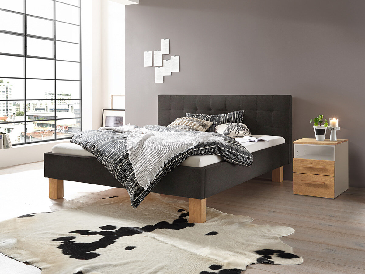 Hasena Pronto Polsterbett Noemi Eiche bright geölt (74) Stoff Buffalo shale (720) 180 x 200 cm 20 cm von Hasena Pronto