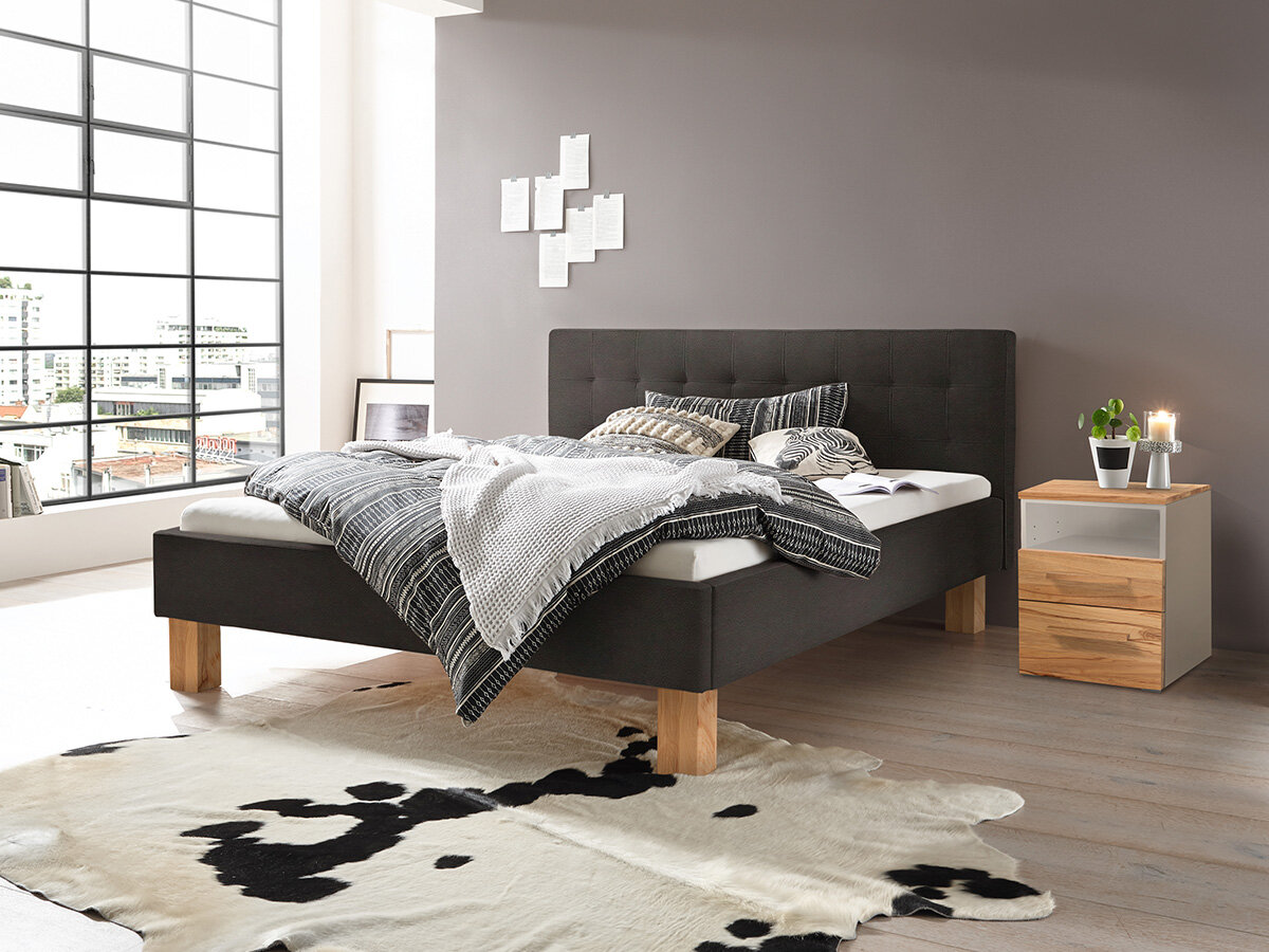 Hasena Pronto Polsterbett Noemi Wildbuche natur geölt (87) Stoff Buffalo shale (720) 180 x 200 cm 20 cm von Hasena Pronto