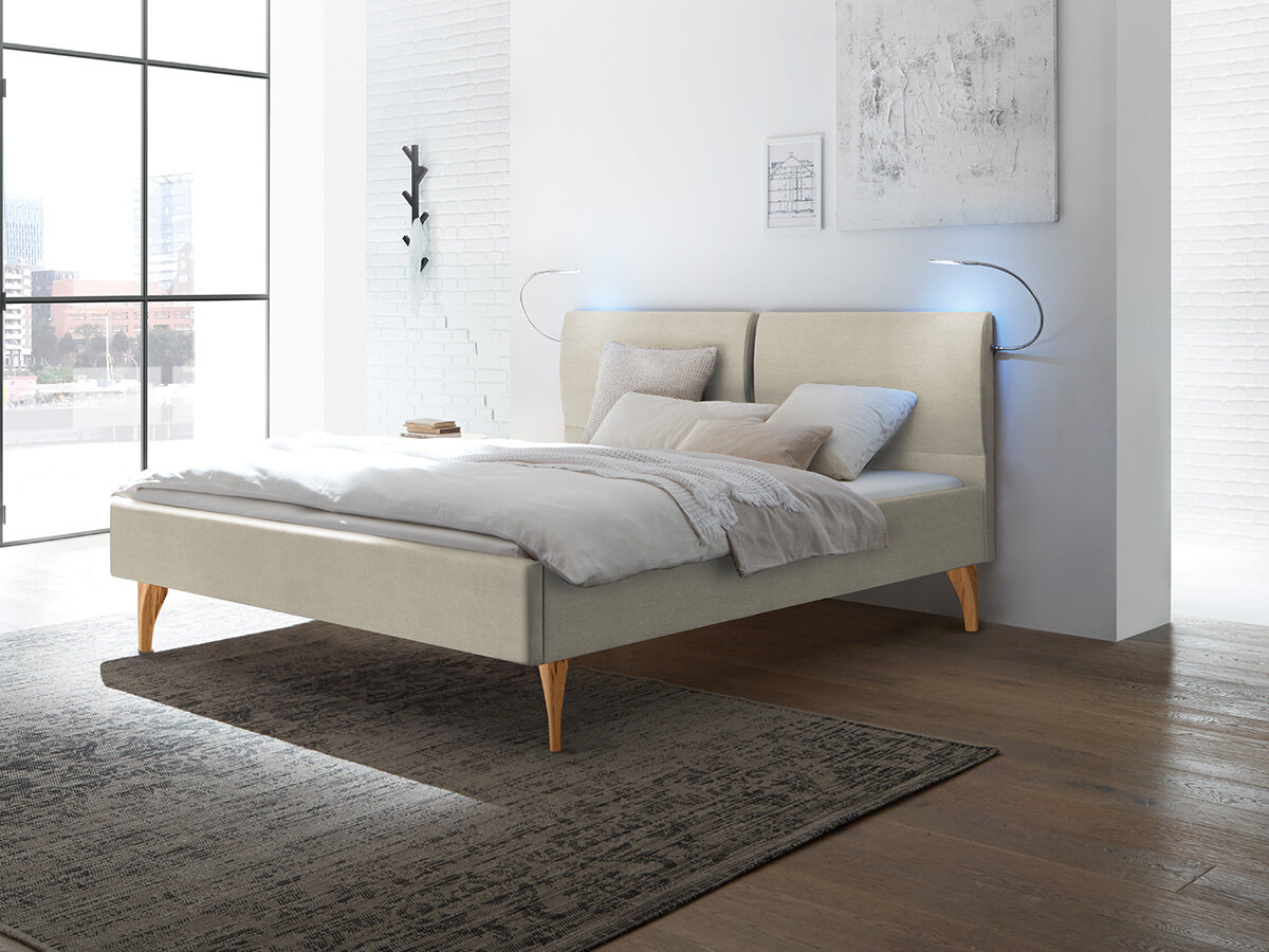 Hasena Pronto Polsterbett Tamara Wildbuche natur geölt (87) Stoff Pepe beige (327) 180 x 200 cm 20 cm von Hasena Pronto