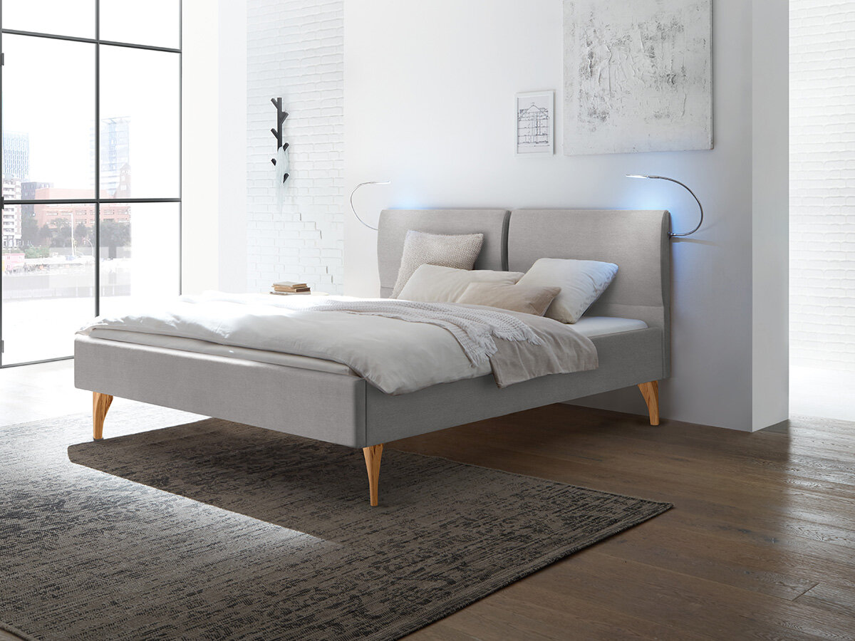 Hasena Pronto Polsterbett Tamara Wildbuche natur geölt (87) Stoff Pepe grey (335) 180 x 200 cm 20 cm von Hasena Pronto