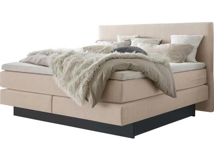 Boxspringbett HASENA Denver , beige (beige, anthrazit), B:168cm L:210cm, Komplettbetten, Boxspringbett, Boxspringbett, Sockel, zwei Bettkästen inkl. gedämpftem Selbsteinzug von Hasena