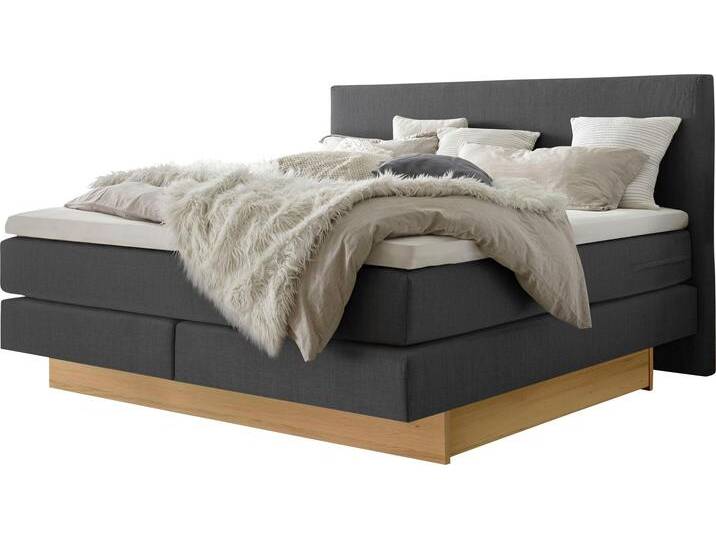 Boxspringbett HASENA Denver , braun (anthrazit, eiche bianco), B:168cm L:210cm, Komplettbetten, Boxspringbett, Boxspringbett, Sockel, zwei Bettkästen inkl. gedämpftem Selbsteinzug von Hasena