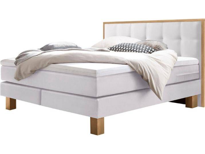 HASENA Boxspringbett Cottage, stabile Eichenfüsse, gepolsterte Kopfteile mit Eiche gerahmt, weiß, Matratze H3, mit Topper Base, Liegekomfort fest HASENA Boxspringbett Cottage, stabile Eichenfüsse, gepolsterte Kopfteile mit Eiche gerahmt, weiß, Matratze H3, mit Topper Base, Liegekomfort fest von Hasena