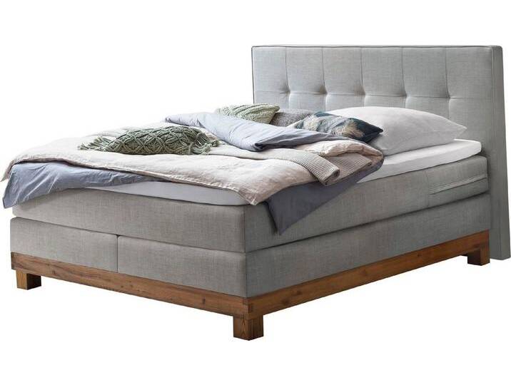 HASENA Boxspringbett Finca, mit Punktstepung im Kopfteil, Unterbau in Wildeiche, Federkernmatratze, grau, Matratze H3, mit Topper Superio HASENA Boxspringbett Finca, mit Punktstepung im Kopfteil, Unterbau in Wildeiche, Federkernmatratze, grau, Matratze H3, mit Topper Superio von Hasena