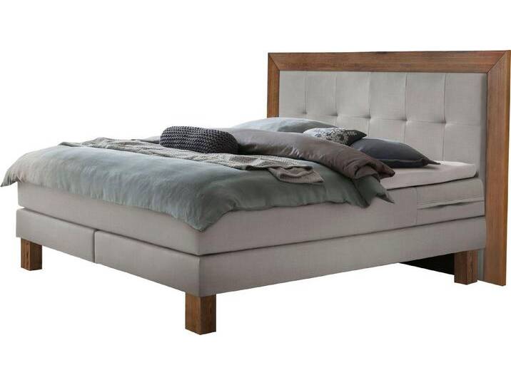 HASENA Boxspringbett Rustico, Umrandung in Wildeiche, Punktsteppung im Kopfteil, Federkernmatraze, grau, Matratze H3, mit Topper Base HASENA Boxspringbett Rustico, Umrandung in Wildeiche, Punktsteppung im Kopfteil, Federkernmatraze, grau, Matratze H3, mit Topper Base von Hasena
