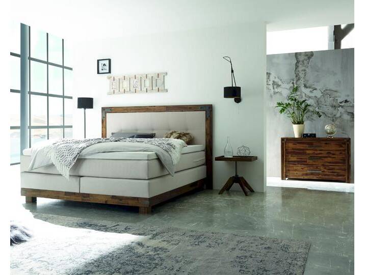 Hasena Boxspringbett Pronto Chicago 180x200 cm / Akazie Vintage Grey / Pepe Anthrazit 328 / Base-Top von Hasena
