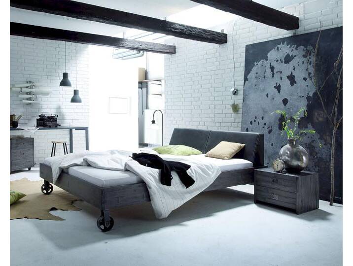Hasena Factory-Line Massivholzbett Loft Rena/Road 140x200 cm / Akazie Vintage grau von Hasena