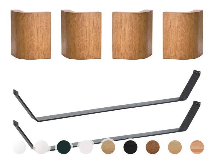 Hasena Füsse Slitto 2er-Set / 25 cm / 200 cm / Eiche graphit, gebürstet, geölt / Anthrazit von Hasena