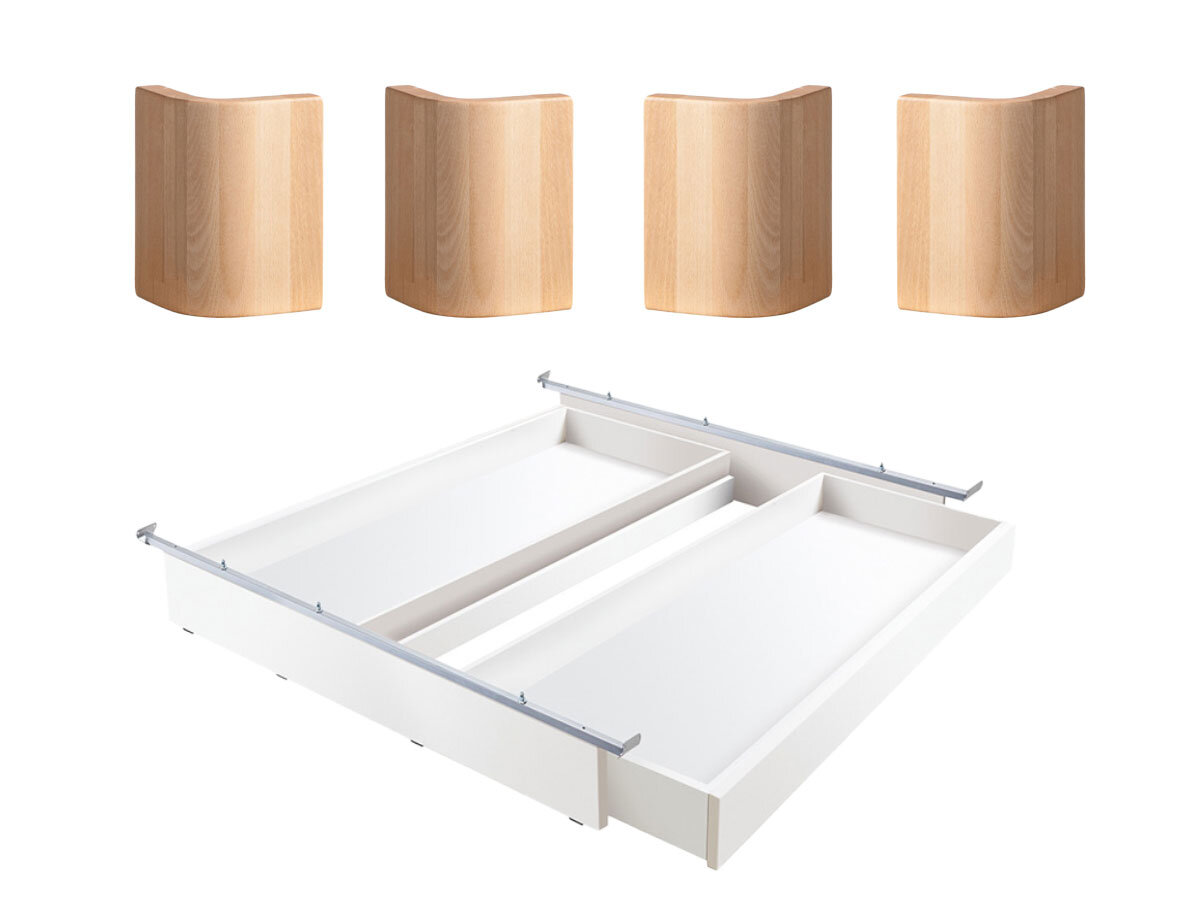 Hasena Lovie-Ron Box Fine-Line MDF weiß deckend lackiert (10) Kernbuche natur geölt (80) 90 cm Tip-on: Vollauszug von Blum von Hasena