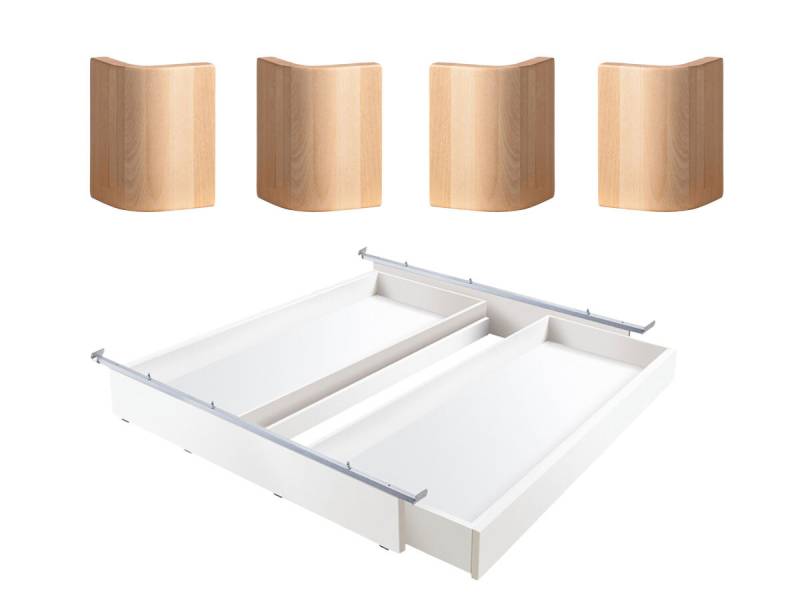 Hasena Lovie-Ron Box Fine-Line MDF weiß deckend lackiert (10) Kernbuche natur geölt (80) 90 cm Tip-on: Vollauszug von Blum von Hasena