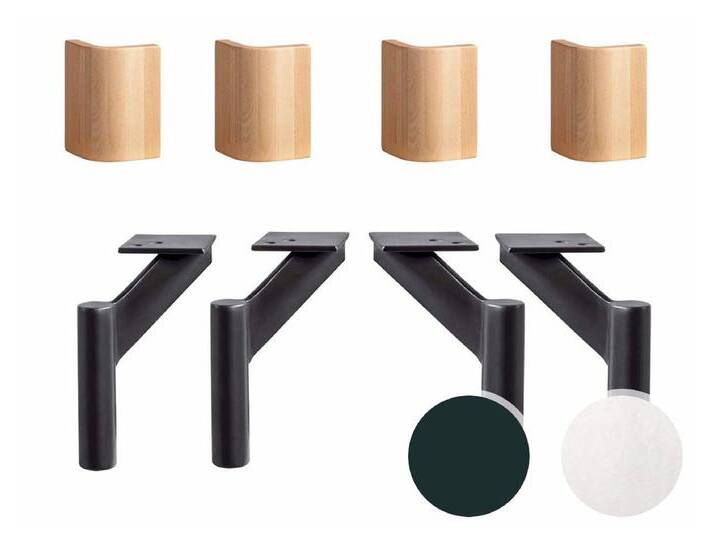Hasena Oak-Line Füsse Tondito 4er-Set / 20 cm / Metall Alu / Kernbuche natur, geölt von Hasena