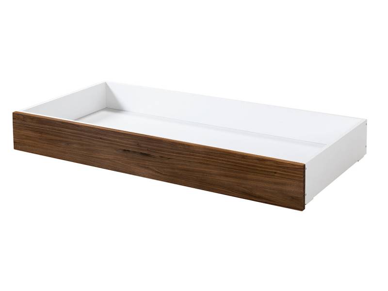 Hasena Rollbox Bettkasten Lounge Nussbaum geölt (85) weiss (MDF) 20 cm Covero Deckel weiß von Hasena
