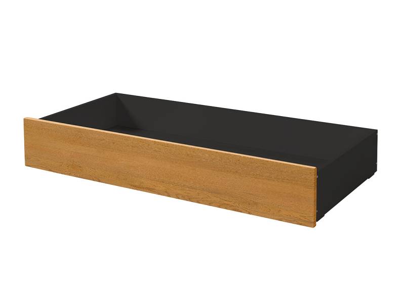 Hasena Rollbox Bettkasten Oak-Line Eiche natur, gebürstet geölt (86) 25 cm antzrazit (MDF) Covero Deckel weiß von Hasena