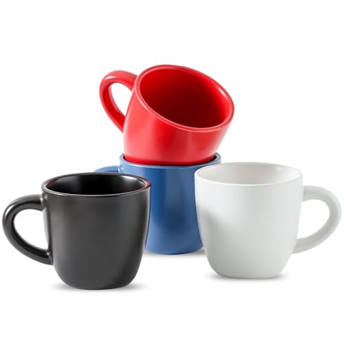 Hasense Cappuccinotassen, 200 ml, perfekt für Latte, Americano, Café, Mokka und Tee, Keramik-Kaffeetassen, ideal für Party, Café, Zuhause und Küche, mikrowellen- und spülmaschinenfest, bunt, 4 Stück von Hasense