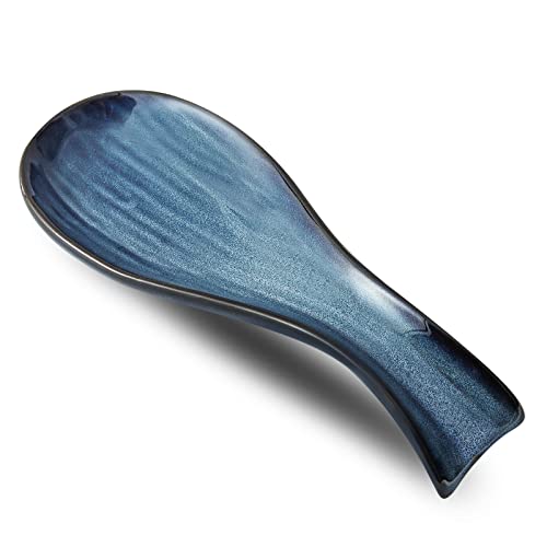 Hasense Keramik-Löffelablage für Herdplatte, Porzellan-Löffelhalter für Küchentheke, Kochutensilien, Heimdekoration, Marineblau von Hasense