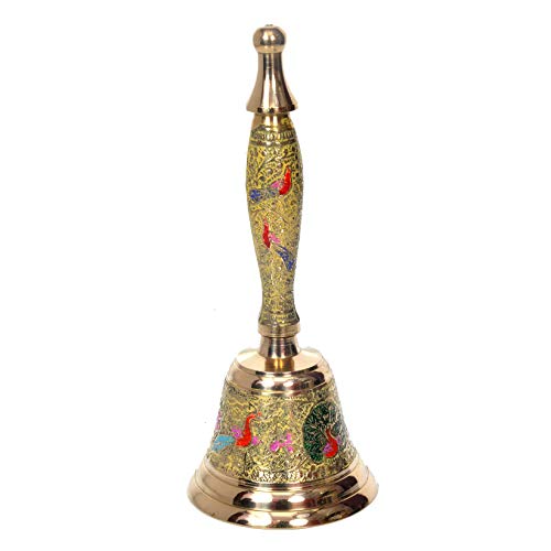 Messing Handglocke Rufglocke Hochzeitsglocke - Super Laute Massive Messing Handglocke - Puja Glocke für Mandir, Pooja Handglocken Service Bell - 17.8 cm Hashcart® von Hashcart