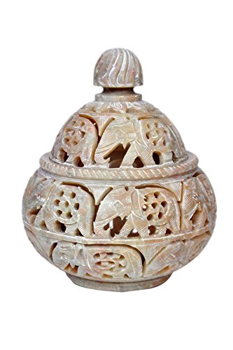 Teelicht Halter, Votivkerze Halter Dekorative aus Speckstein mit Elefanten Carving für Home Decor von hashcart – (10,2 cm) von Hashcart