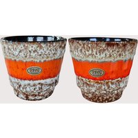 2 Stück Jopeko Fat Lava Übertopf Keramik Orange Blumentopf Vintage Retro von HashtagVintageEsmee