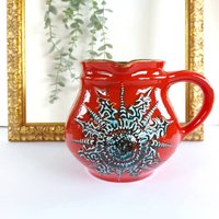 Vase Carstens Keramik Henkelvase Krug Floral Bauchig 7125-1, 2 von HashtagVintageEsmee