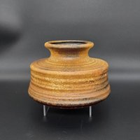 Vase Keramik Braun Rostbraun Vintage Midcentury Seltene Form von HashtagVintageEsmee