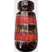 Vase Scheurich Keramik 242-22 Braun Glänzend Rot Matt Vintage Midcentury von HashtagVintageEsmee