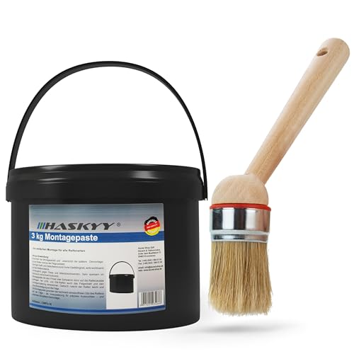 Reifenmontagepaste 3kg Schwarz Reifenmontage Eimer Montagepaste inkl. Pinsel 22 cm zum Auftragen der Reifenmontagepaste - Universal Set ideal für die Montage und Demontage von Reifen Reifenmontagepaste 3kg Schwarz Reifenmontage Eimer Montagepaste inkl. Pinsel 22 cm zum Auftragen der Reifenmontagepaste - Universal Set ideal für die Montage und Demontage von Reifen von HASKYY