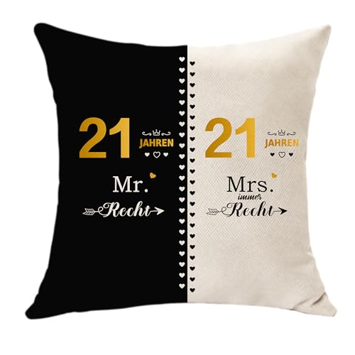 Hasodeo 21. Hochzeitstag Geschenke Kissenbezug 45x45 Original Geschenke für 21 Jahre Ehe Paar Frau Ehemann Lustige Jahrestag Geschenke zum Jubiläum Eltern Valentinstag Andenken (21) von Hasodeo
