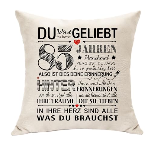 Hasodeo Geschenke zum 85. Geburtstag - Kissen Abdeckung Dekoration für Frau, Ehemann, Großeltern, Mutter, Vater, Papa, Freund zum 85. Geburtstag von Hasodeo