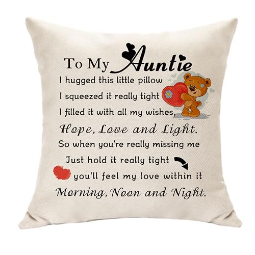 Hasodeo Kissenbezug mit Aufschrift "To My Auntie Gifts from Niece Nephew Hug for Aunt Aunite Pillowcase Gifts for Auntie Mother's Christmas Wedding Gifts (Auntie-B) von Hasodeo
