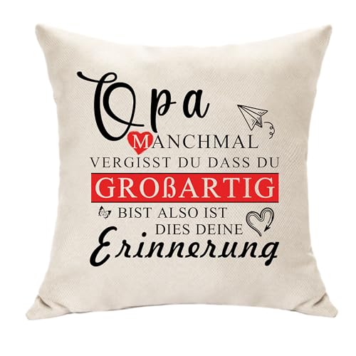 Hasodeo Opa Wertschätzung Geschenke für Männer Opa Kissenbezug für Großvater Geburtstag Weihnachten Kissen Taille Pflege Deko 45x45cm (Opa) von Hasodeo