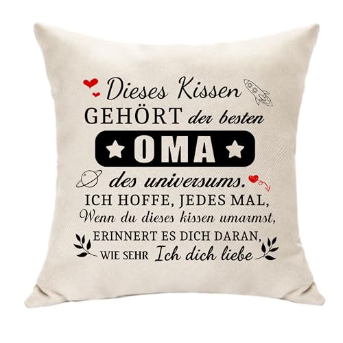 Hasodeo Original Oma Geschenk: Muttertagsgeschenk für Oma - Frauen Geschenke Kissen Abdeckung - Geburtstag, Weihnachten von Hasodeo