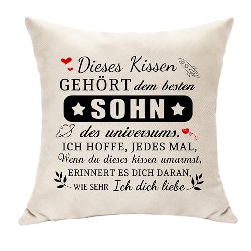 Hasodeo Original Sohn Geschenke Erinnerung Kissenabdeckung Dekoration Kissen Inspirierende Geschenke für Sohn von Papa Mama von Hasodeo