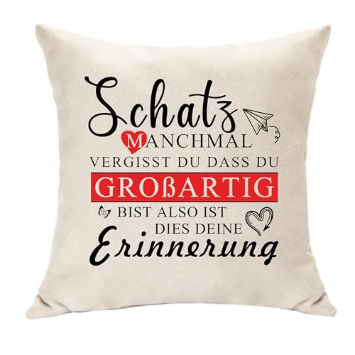 Hasodeo Schatz Valentines Geschenke für Frauen Männer Kissenbezug Deko 45cm x 45cm Quadratisch Baumwoll-Leinen-Mischung Alltägliche Verwendung und besondere Anlässe von Hasodeo