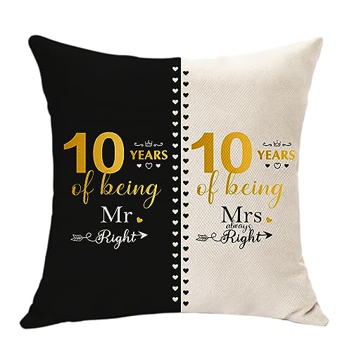 Kissenbezug zum 10. Hochzeitstag, Geschenk für Ehemann, Geschenk für 10 Jahre Ehe, Paare, 10. Hochzeit, Valentinstag, Ehefrau, Hochzeitstag, 10. Andenken (10. Geburtstag) von Hasodeo