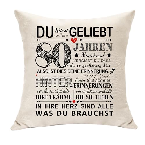 Original Geschenke zum 80. Geburtstag für Sie Ihn Personalisierte Deko Geburtstagsgeschenke für 80 Jahren Frauen Männer Mann Frau Geburtstag Andenken Quadratische Kissen Taille Kissenbezug (80.) von Hasodeo