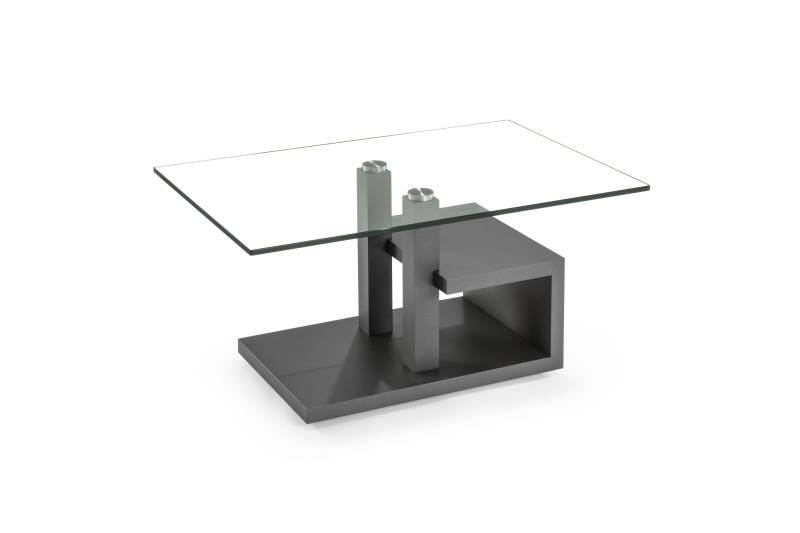 Hasse Möbel Collection Couchtisch ca. 90 x 60 cm, Höhe ca. 44 cm in MDF anthrazit lackiert/Klarglas, 12 mm von Hasse Möbel Collection