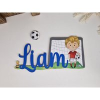 Namensschild , Türschild Für Kinderzimmer, Fußball, Holzschild, Zimmertür, Geburt , Taufe, Babygeschenk, Boho von Hasterklabaster