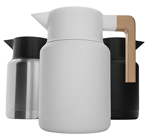 Hastings Collective Thermo-Kaffeekaraffe, 1,5 l, groß, isolierte Edelstahl-Karaffe, 1,5 l, doppelwandiger Vakuum-Thermos-Kaffee- und Getränkespender mit Tee-Ei und Sieb (weiß) von Hastings Collective
