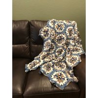 Blau Und Braun Sechseck Afgan Decke von HastingsArtTreasures