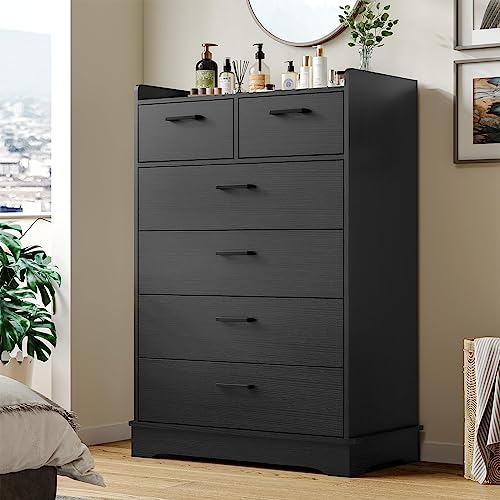Hasuit Schwarze Kommode mit 6 Schubladen, Holzkommode mit 6 Schubladen, vertikale große Kapazität, Kleideraufbewahrung, Organizer, hohe Kommoden für Schlafzimmer, Flur, Eingangsbereich Hasuit Schwarze Kommode mit 6 Schubladen, Holzkommode mit 6 Schubladen, vertikale große Kapazität, Kleideraufbewahrung, Organizer, hohe Kommoden für Schlafzimmer, Flur, Eingangsbereich von Hasuit