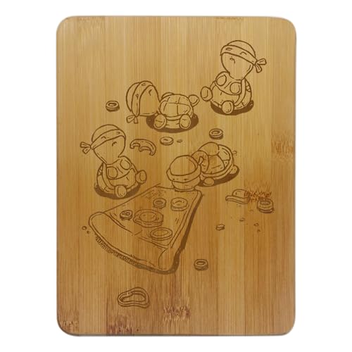 Pizzaliebhaber Turtles Bambus-Schneidebrett Lebensmittel-Design, Küchen-Schneidebrett (24,8 x 17,1 cm) von Hat Shark