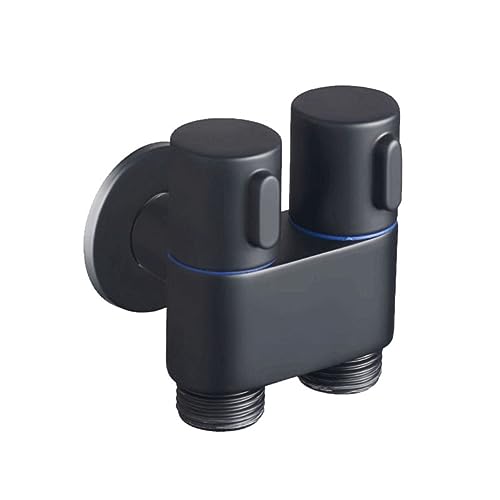 Hatem 1 Stück Wandmontierter Wasserhahn, 1-In-2-Aus-Umstell-Eckventil, Dual-Control-Badezimmerarmatur Zur Selbstreinigung (Schwarz) von Hatem