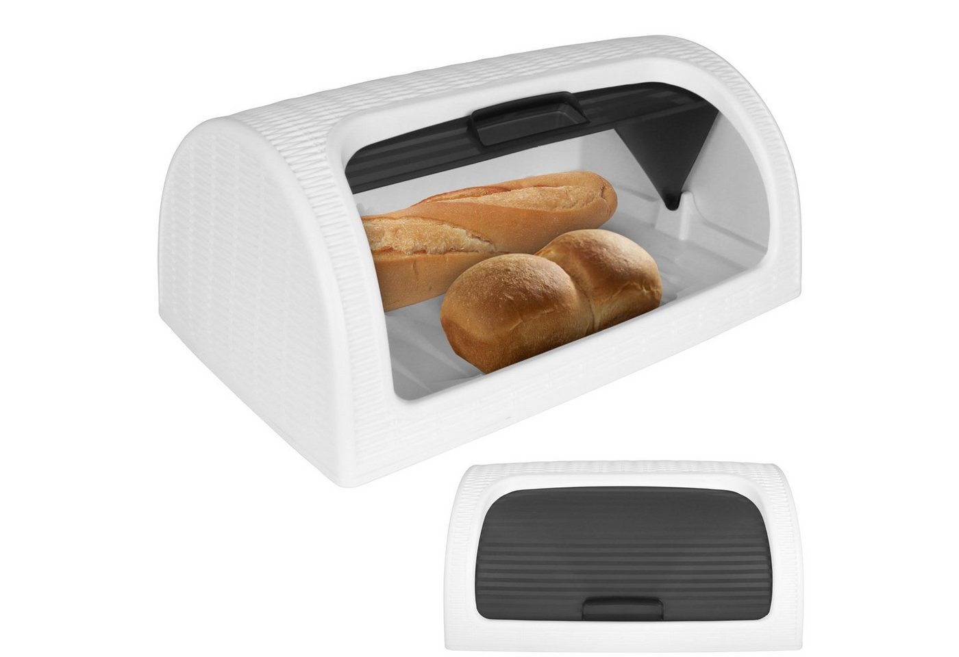 Hatex Brotkasten Brotbox Rattan Optik Farbwahl Brotbehälter Brottopf Brotkiste Brot, Rollbrotkasten Rolldeckel Backwaren Box Kasten Aufbewahrungsbehälter von Hatex