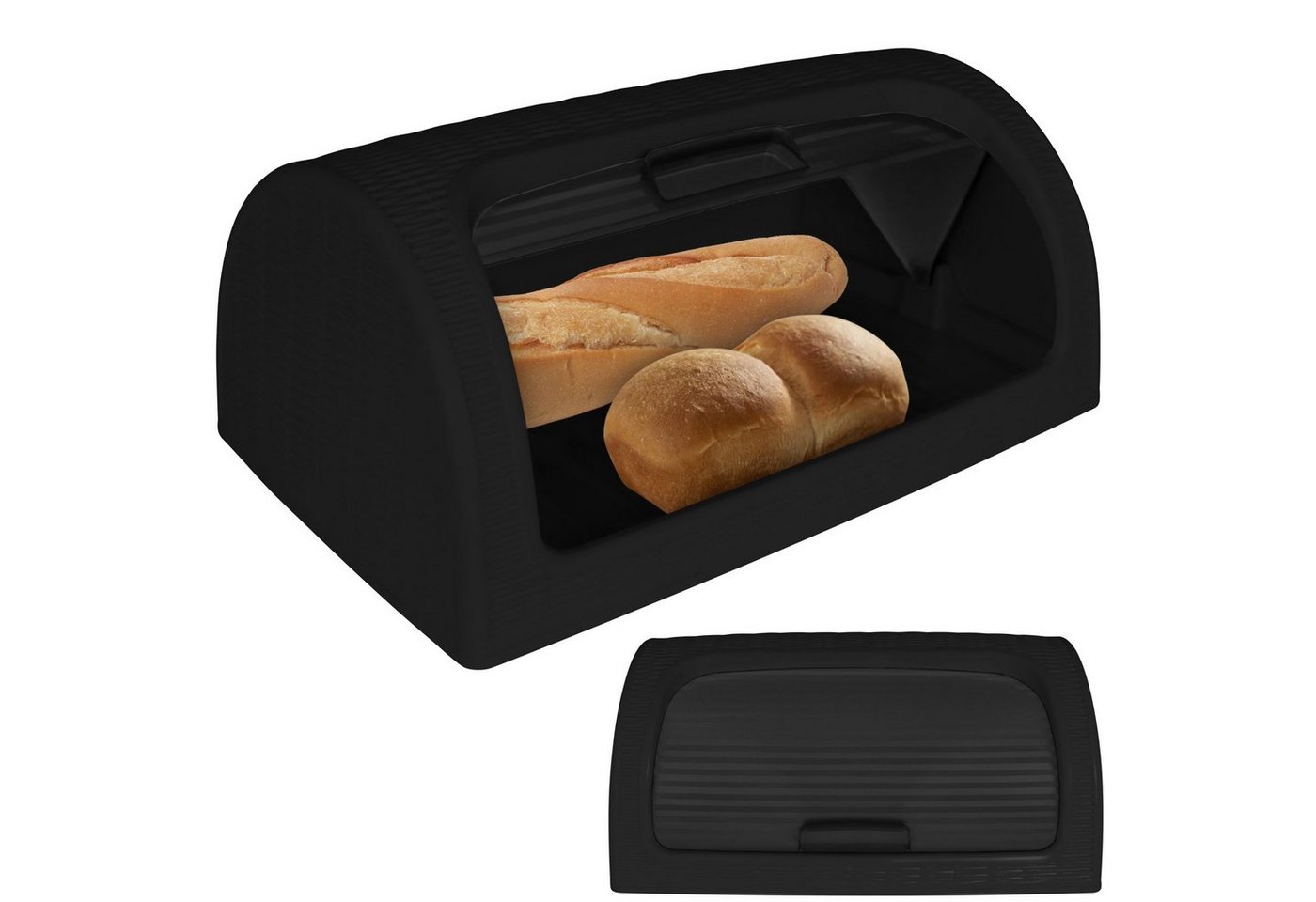 Hatex Brotkasten Brotbox Rattan Optik Farbwahl Brotbehälter Brottopf Brotkiste Brot, Rollbrotkasten Rolldeckel Backwaren Box Kasten Aufbewahrungsbehälter von Hatex