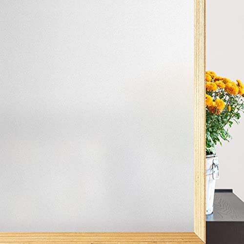 Haton Fensterfolie Blickdicht Sichtschutzfolie Fenster Selbsthaftend, Milchglasfolie Selbstklebend Fenster Sichtschutz ohne Kleber Statisch Haftend Blickschutz Klebefolie Für Bad Büro 44.5 x 200 cm von Haton