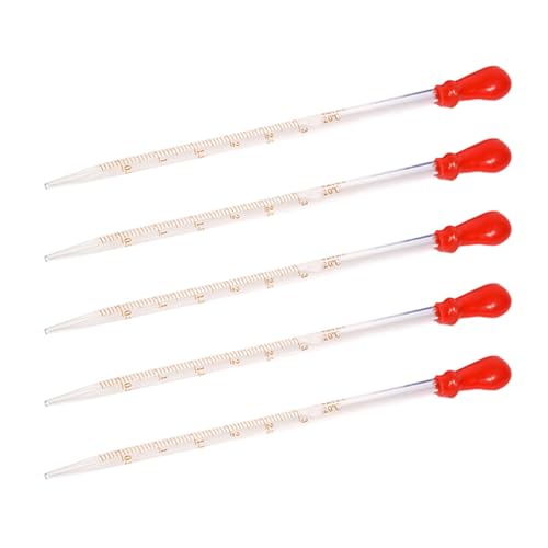 5 Stück Glaspipette Pipette Pipetten Flüssigkeitspipetten Glas Skala Graduierte Tropfer für Süßigkeiten Öl Formen Handwerk Biologie von Hattba