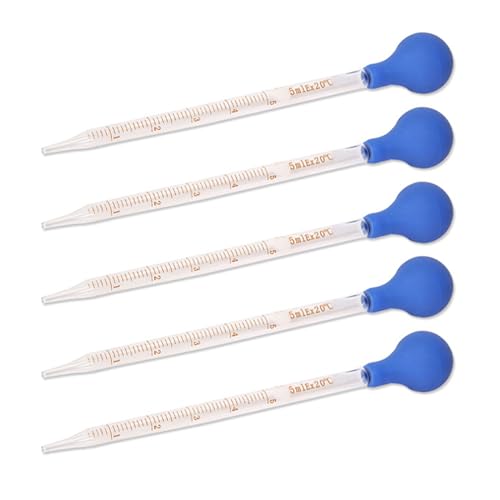 5 Stück Glaspipette Pipette Pipetten Flüssigkeitspipetten Glas Skala Graduierte Tropfer für Süßigkeiten Öl Formen Handwerk Biologie von Hattba