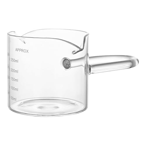 Doppelauslauf Kaffee Messbecher Transparent Schnapsglas für Espresso Ergonomischer Griff Milchschaum Werkzeug Doppeldüse Milchaufschäumbecher von Hattba
